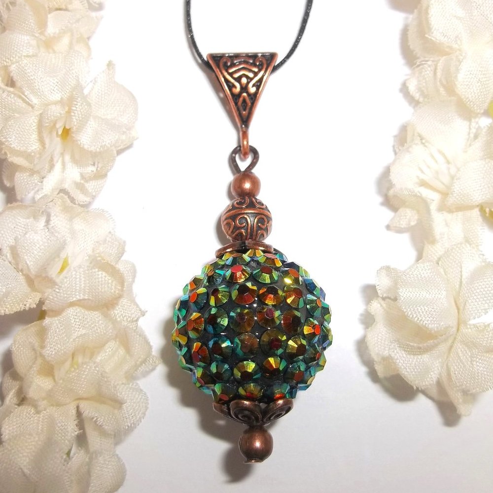Green & Copper Statement Necklace Gorgeous 6590